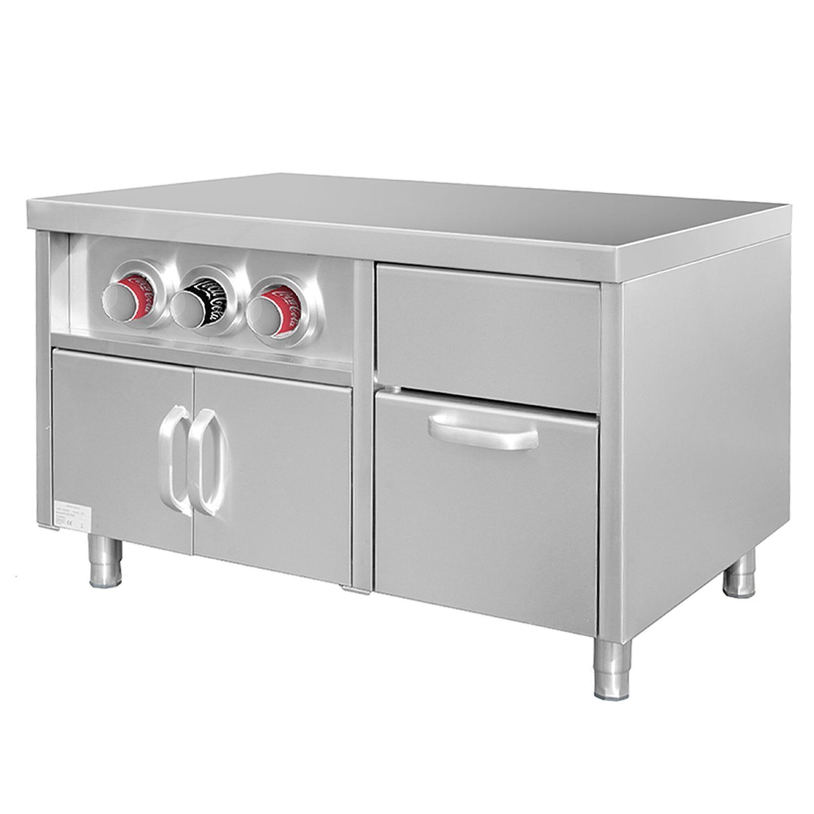 Meuble de Base Station Boissons – avec Distributeurs de Gobelets & Bac à Glace - 1200x800mm - Longueur:1200mm