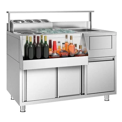 Cocktail bar station with 2 Sliding Doors