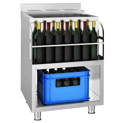 Cocktail Station 600x600mm - 3 Sink Bowls & Bottle Holder