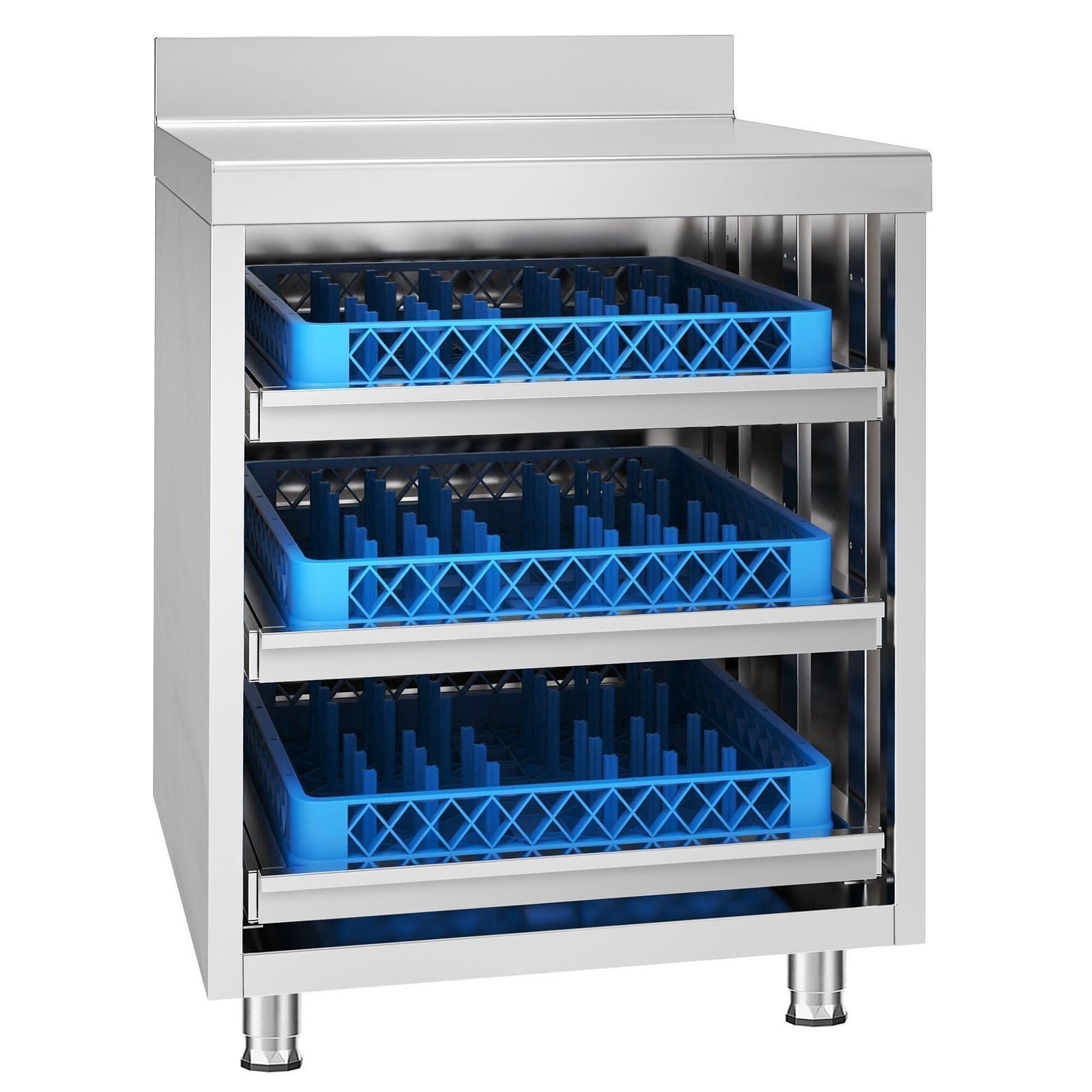 Edelstahl-Unterschrank 647x600mm – 3 Schubladen & Spritzschutz