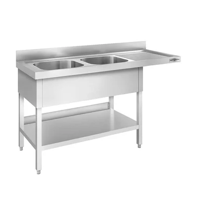 Commercial Dishwasher Sink Unit PREMIUM 1600x700mm - Double Sink Right