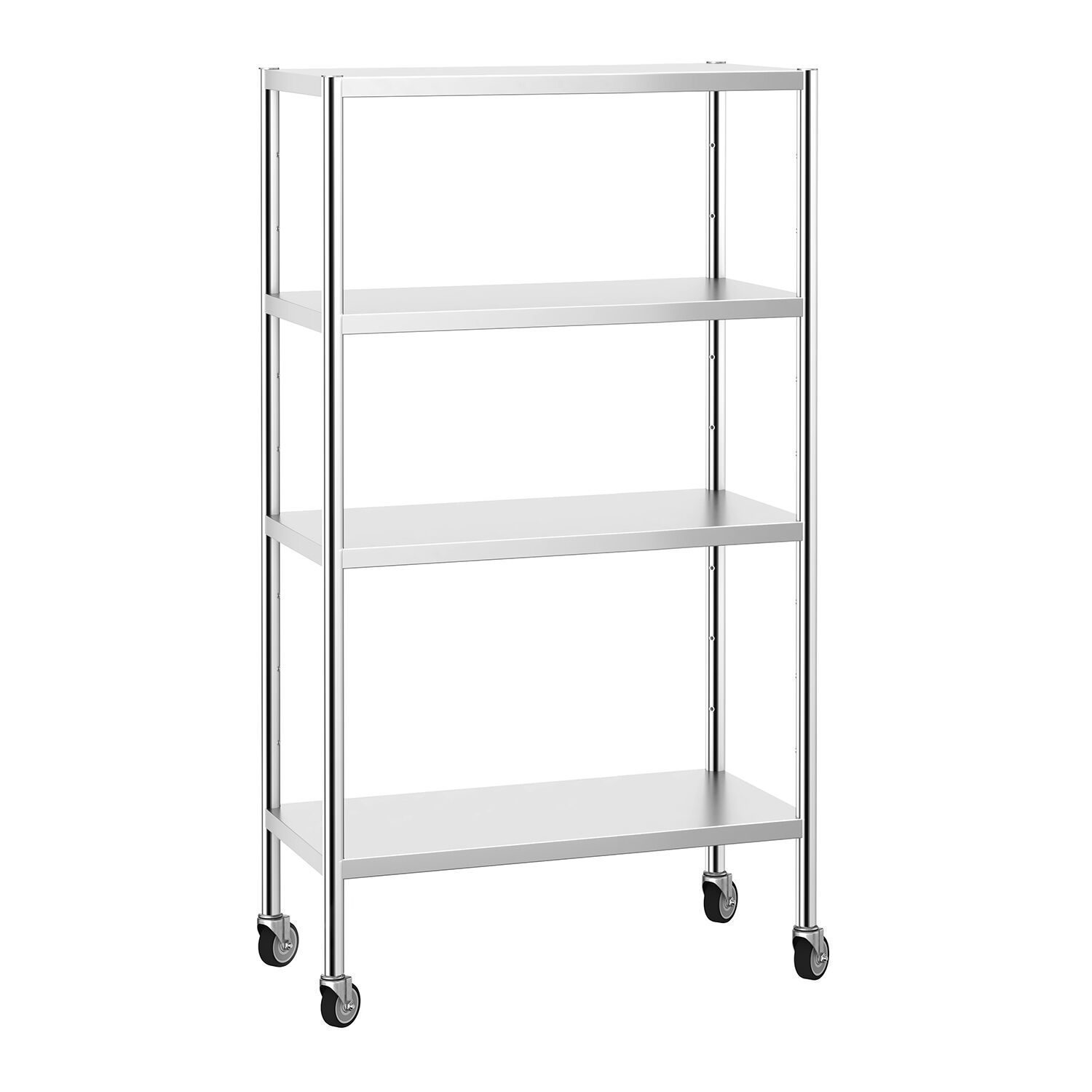 Scaffalatura in acciaio inossidabile PREMIUM - 1000x500 mm - con 4 ripiani (REGOLABILI) - incl. 4 ruote