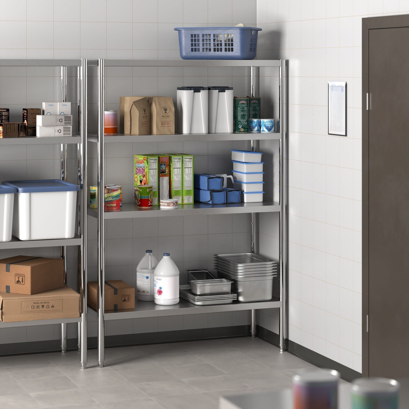 Stainless Steel Shelving Unit PREMIUM - 1020x500mm - with 4 shelves (ADJUSTABLE)
