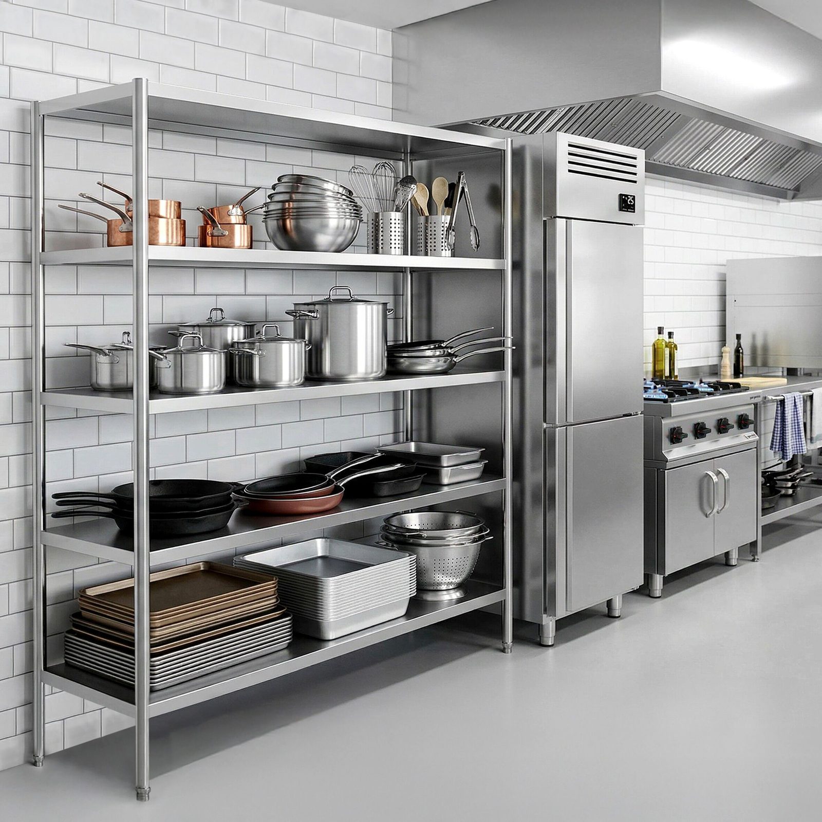 Stainless Steel Shelving Unit PREMIUM - 2000x500mm - with 4 shelves (ADJUSTABLE)