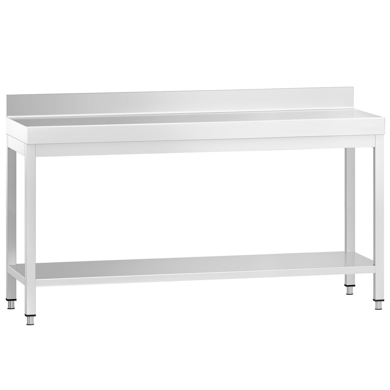 Table en Acier Inoxydable Commerciale avec Dosseret PREMIUM - 2000x700mm - avec Étagère Inférieure - avec Dosseret Arrière - avec Entretoise